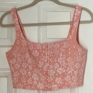 Wild Fable Pink Floral Cropped Corset Style Top Button Front Size Juniors Small